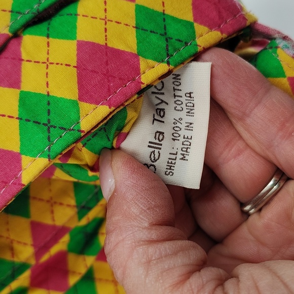 Bella Taylor Crossbody Bag Pink Patchwork Plaid Flap Over Magnetic Closure - Picture 9 of 10